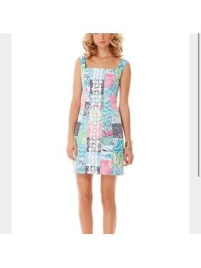 Lilly Pulitzer Vintage Sleeveless Patchwork Print Shift Dress